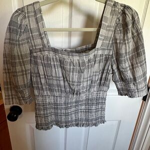 Universal Thread Gray Puff Sleeve Smocked Blouse